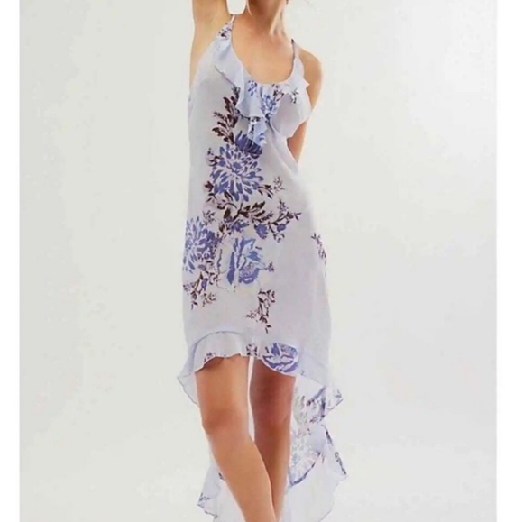 NWOT Intimately Free People Getting Out Slip Dress with Light Blue Floral Dress - Picture 1 of 5